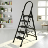 Plantex Anti-Skid Strong Foldable Wide 5 Step Ladder/Ladder for Home-(Apex -Black) Steel Ladder(With Platform)