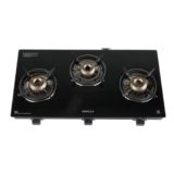 Havells GEOSLIM JUMBO Gas stove |3 Heavy Duty Forged Brass Burner|6 mm Toughened Glass|Premium Valves|Removable Drip Tray|Soft Touch Knobs|5 year Warranty on Burners, Glass & Valves by Havells (Black)