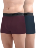 Freecultr Men’s Underwear Micromodal Airsoft Trunk Comfortable – Sweat Proof, Non-Itch, No Chafing, Ultra Soft & Breathable Fabric – Size M Pack of 2-Sangria Wine,Prussian Blue