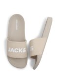Jack & Jones Beige Logo Print Pool Sliders