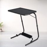 TABLE MAGIC – Multipurpose Height Adjustable Laptop Table Mat Finish, Lapdesk with Footrest Work from Home & Study Desk Picnic Outdoor Tv Tray (Midnight Black, Large, TM Footrest)