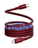 Philips 100W Fast Charging USB C to USB C Cable, Magnetic Nylon Braided Type C Cable for Phones, Laptop, 480Mbps Data Sync, Iron Red
