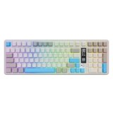 iBall QWERTY S500 Wireless Keyboard, Mech Membrane Keys, 99-Key Layout, Dual BT + 2.4GHz + Wired, RGB Backlit, Smart Display, Anti-Ghosting, Compatible with MacOS, Win, iOS & Android (Cement Grey)