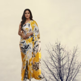 Manshi collection Floral Print Bollywood Art Silk Saree(Mustard)