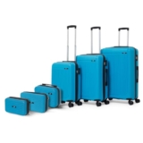 VLITE Megatron/Brampton Family Set of 6 Trolley Bag (20″/24″/28″)| Set of 3 Vanity Cases (8″/10″/13″) Lightweight – Recyclable Polypropylene (Teal, Set of 6 (Suitcase + Hard Shell Vanity))
