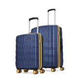 Aristocrat Comet Set of 2 Trolley Bag 56, 66cm | Small+Medium| Hard Luggage| Smooth 8-Wheel Suitcase| Combination Lock with Sturdy Zipper| Full Fabric Convipack | 3-Year International Warranty (Blue)