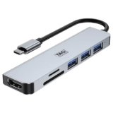 TAG USB-C Multiport Hub Dock 6 in 1 HDCP Aluminum Type-C Adapter with 4K HDMI Port, 1 x USB 3.0, 2 x USB 2.0 Ports, SD/TF Card Reader, for All Type-C Devices – MacBook Laptop, PC, Thunderbolt 3