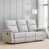Home Centre | Artise 3-Seater Fabric Recliner | Recliner Sofa for Living Room | Solid Wood | Grey | 1 Year Warranty