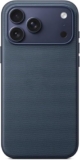 QHOHQ Luxury Vintage TechWoven Back Cover for iPhone 17 Pro (6.3 Inch) | Premium Woven Texture Case with Shockproof Protection | Premium Slim Fit Case with Wireless Charging Support (Blue)