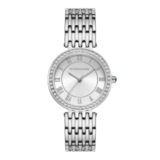 Giordano Eleganza Collection Watch for Women with Stainless Steel Strap and Crystal Embellished Bezel, Roman Numerals
