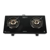 Havells GEOSLIM Gas stove |2 Heavy Duty Forged Brass Burner|6 mm Toughened Glass|Premium Valves|Removable Drip Tray|Soft Touch Knobs|5 year Warranty on Burners, Glass & Valves by Havells (Black)