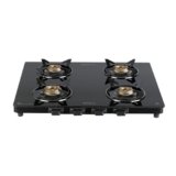 Havells GEOSLIM JUMBO stove |4 Heavy Duty Forged Brass Burner|6 mm Toughened Glass|Premium Valves|Removable Drip Tray|Soft Touch Knobs|5 year Warranty on Burners, Glass & Valves by Havells (Black)