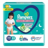 Pampers Complete Skin Comfort Pants Style Baby Diapers, XXX-Large (XXXL) Size, 22 Count, Anti Rash Blanket, Lotion with Aloe Vera, 16-30 kg