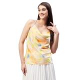 Marie Claire Polyester Women’s Regular Fit Sleeveless Blouse (Mc2421A_Yellow S)