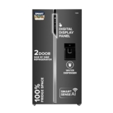 Haier SmartChoice 596L 3Star 2-Door Water Dispenser Side by Side Frost Free Refrigerator|Convertible|Smart Sense AI | Expert Inverter|Digital Display Panel (2025 Model, HRS-682WGKU1, Graphite Black)