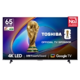 Toshiba 164 cm (65 Inches) 4K Ultra HD Smart LED Google TV | Dolby Atmos, HDR10 | 30W Powerful Speakers | AI 4K Upscaling | Super Bright Panel | Google Assistant | Voice Control | 65E350RP (Black)