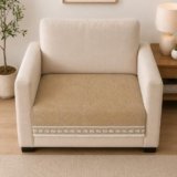 Clasiko Suede Velvet Sofa Mat 1 Seater | Regal Edge – Desert Beige