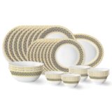 Larah by Borosil Regal Fluted Series Opalware Dinner Set | 36 Pieces for Family of 8 | Microwave & Dishwasher Safe | Bone-Ash Free | Crockery Set for Dining & Gifting | Plates & Bowls | White
