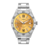 TIMEX Analog Watch for Men with Yellow Dial & Silver Stainless Steel Bracelet Band – Water Resistant Men’s Wrist Watches -TWEG295SMU03