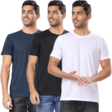 London Hills Men Round Neck Cotton Blend Multicolor Half Sleeve Solid Regular Fit T-Shirts (Pack Of 3), Medium
