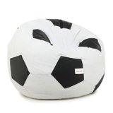 SATTVA XXXL Football Bean Bag Filled with Beans | Faux Leather Bean Bag for Adults & Kids | Pre-Filled Comfortable Seating for Living Room, Bedroom, Home & Office – White & Black