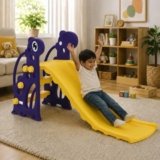 Amazon Brand – Solimo Giraffe 2-in-1 Garden Slide for Kids | Medium | Indoor & Outdoor | Safe for Boys & Girls | Age 2-3 Years | Easy Assembly | Purple & Yellow