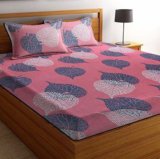 VAS COLLECTIONS Microfiber Single Flat 160 TC Floral 1 Bedsheet with 2 Pillow Covers(Pink)