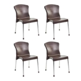 Cello Plastic Milano Chair (Brown, Set of 4) | Strong and Durable | Easy to Clean | Chair for Living Room, Bed Room, Kitchen, Office Room, Outdoor | 3 Years Warranty