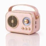 Fire turtle Vintage Bluetooth Wireless Speaker | 10W RMS Loud Sound | Retro Design with Type-C Charging, 8H Battery Backup, USB & AUX Input, Portable Home & Outdoor Speaker 636 Pink