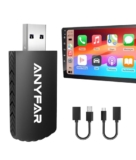 Wireless Carplay Adapter for iPhone, Dual-Core 5G Chip Auto-Connect in Seconds No Lags, Thermal Vent Design, with USB-C and USB-A Cables, Only for Factory Wired CarPlay Feature Cars, ANYFAR A4 Pro