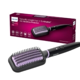 PHILIPS Hair Straightener Brush – 5X Better Frizz Free Hair In 5Min I Style With 2X More Volume|Shiny And Smooth Hair I No Scalp Burns I Keratin Bristles I 2 Temperature Settings|Bhh880/10,Black