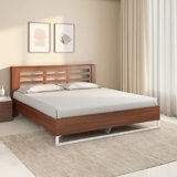Nilkamal Maple Meta Without Storage | 1 Year Warranty Engineered Wood Queen Bed (Finish Color – Walnut, Delivery Condition – Knock Down)