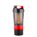 ATTRO Plastic Spider Shaker Bottle with Storage 300ml Protein Mixer Bottle with Compartment for Supplements, BPA-Free, Leakproof Gym Shaker Cup, Ideal for Workout, Gym, Travel Red