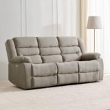 Home Centre | Cairo NXT 3-Seater Electric Recliner Sofa | Fabric Recliner for Living Room | Solid Wood | Beige | 1 Year Warranty