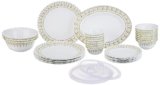 Larah by Borosil Ora Gold Fluted Series Opalware Dinner Set | 36 Pieces for Family of 8 | Microwave & Dishwasher Safe | Bone-Ash Free | Crockery Set for Dining & Gifting | Plates & Bowls | White