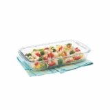 SignoraWare Bake ‘N’ Serve Borosilicate Glass Rectangular Dish | Crystal clarity | Heat Resistant | Microwave Safe | Baking & Serving | Best for Mixing Ingredients | Gifting item (1.6 Ltr | Clear)