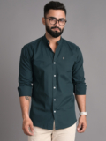 FUBAR Men Solid Casual Dark Green Shirt