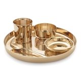 Attro Satvik Kansa/Bronze Dinner/Thali Set,5 Pieces, (Model: ATTRO_KANSA_DN_Set), Gold