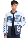 Bewakoof Official Disney Merchandise Mickey Men’s Typography Oversized Fit Full Sleeve Stand Collar Nylon Jacket_684821_White_2XL