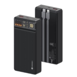 Portronics Luxcell Bind 20k 20000mAh Powerbank with 22.5W Fast Charging, in-Built Type C PD(Input & Output) /8 Pin Cable, LED Indicator, USB-A Mach Output, Compatible with Smartphones,Tablets(Black)