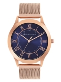 Giordano Luxury Analog Watch for Men – Metalic dial with Roman Markers and 24-Hour Inner Ring, Quartz Movement and mesh Metal Strap