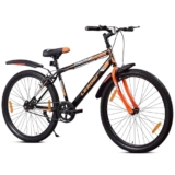 Leader Scout MTB 26T Mountain Cycle for Men with Complete Cycle Accessories | Without Gear Cycle | Single Speed Cycle,Ideal for 10 + Years,Mountain Bike,Black-Orange,Unisex-Child,Rigid,18 inches