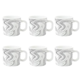 Larah by Borosil Marble Opalware Mug Set – 6 Pieces, White, 180 ml