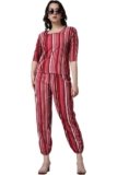 POPWINGS Casual Printed Top and Joggers Set for Women || Stylish Summer Co-Ords Set for Women || Round-Neck Top and Joggers Combo Set for Women