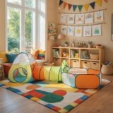 Amazon Brand – Jam & Honey Theme 3 in 1 Combo Tunnel | Tunnel, Play Tent House, Ball Pool for Kids 3 to 6 Years | Spacious, Lightweight and Portable | Without Balls | Multi Colour