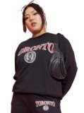 Sassafras Curve Women Black Toronto Fleece Sweatshirt 6XL