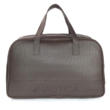 Nautica Unisex 25L PU Duffle Bag for Travel | Stylish Leatherette Cabin Luggage with Smooth Zippers | Compact, Comfortable & Spacious for Weekend Trips, Gym & Everyday Use | Brown