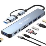 STRIFF HubMaster 8-in-1 USB C Hub Adapter | Universal Type-C Docking Station with 4K HDMI, 100W PD Power Delivery, USB 3.0 Ports, Ethernet LAN, SD/TF Card Reader| Multiport Laptop Hub for PC & Tablets