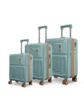 Safari Roma Hard Luggage Trolley Bag with 8 Wheels Set of Cabin, Medium and Large Size Suitcases – Sage Green