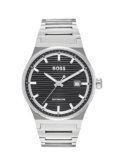 Hugo BOSS Boss Candor Auto Mech-Automatic Black Round Dial Men’s Analog Watch|Stainless Steel Material|Silver Color Band – 1514117